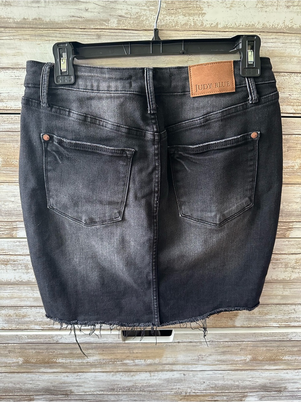 🖤 Judy Black Distressed Denim Mini Skirt Size Medium - Picture 7 of 12